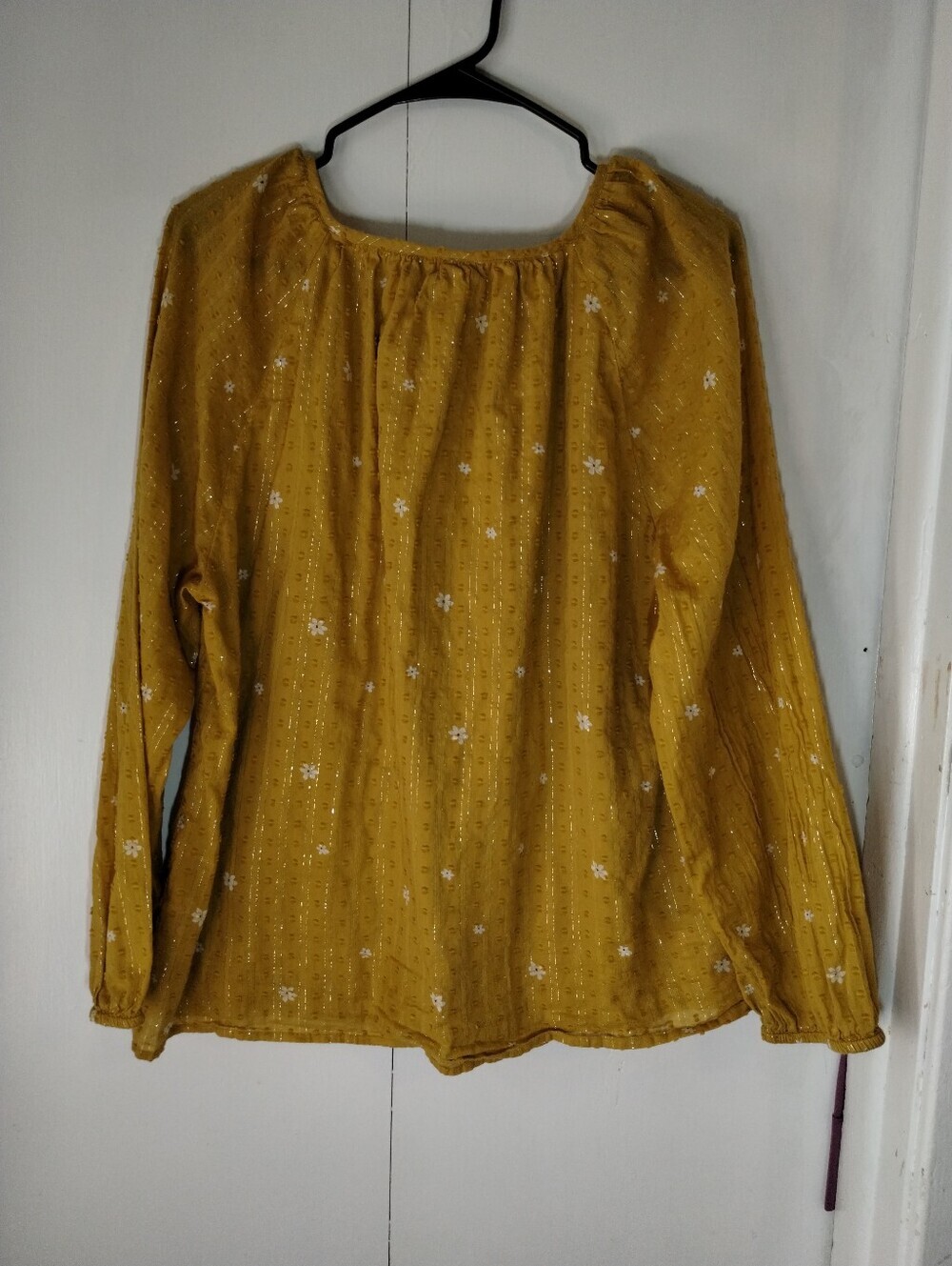 Style & Co. Mustard Floral Peasant Tunic with Tassel Tie - Picture 2 of 10